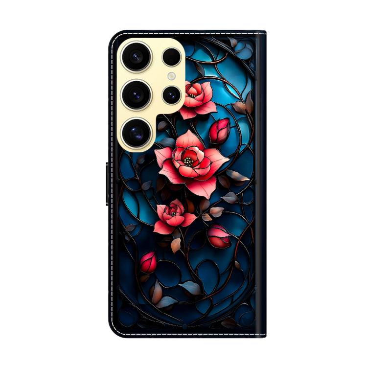 For Galaxy S23 Ultra 5G Crystal-Like Painted Vegan Leather Phone Case