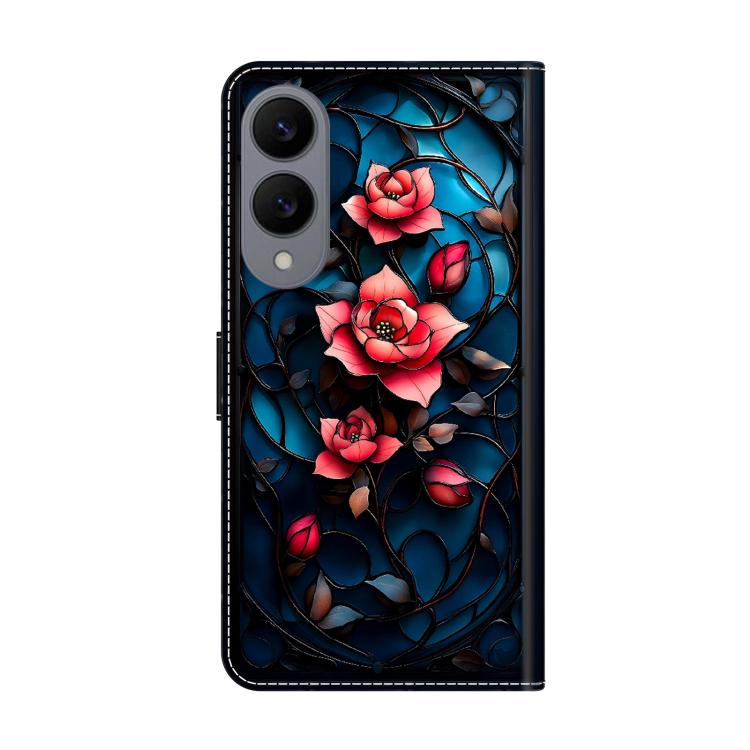 For Galaxy S25 Edge 5G Crystal-Like Painted Vegan Leather Phone Case