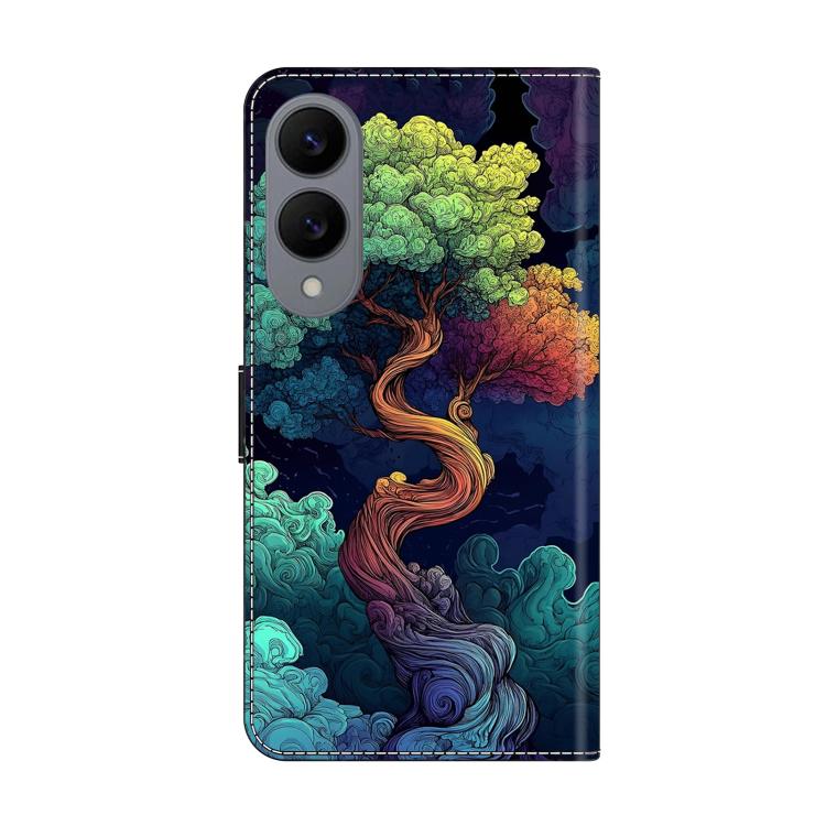 For Galaxy S25 Edge 5G Crystal-Like Painted Vegan Leather Phone Case