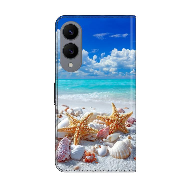 For Galaxy S25 Edge 5G Crystal-Like Painted Vegan Leather Phone Case