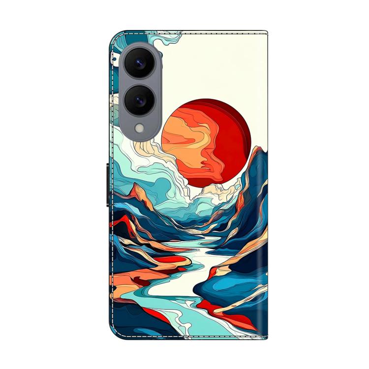 For Galaxy S25 Edge 5G Crystal-Like Painted Vegan Leather Phone Case