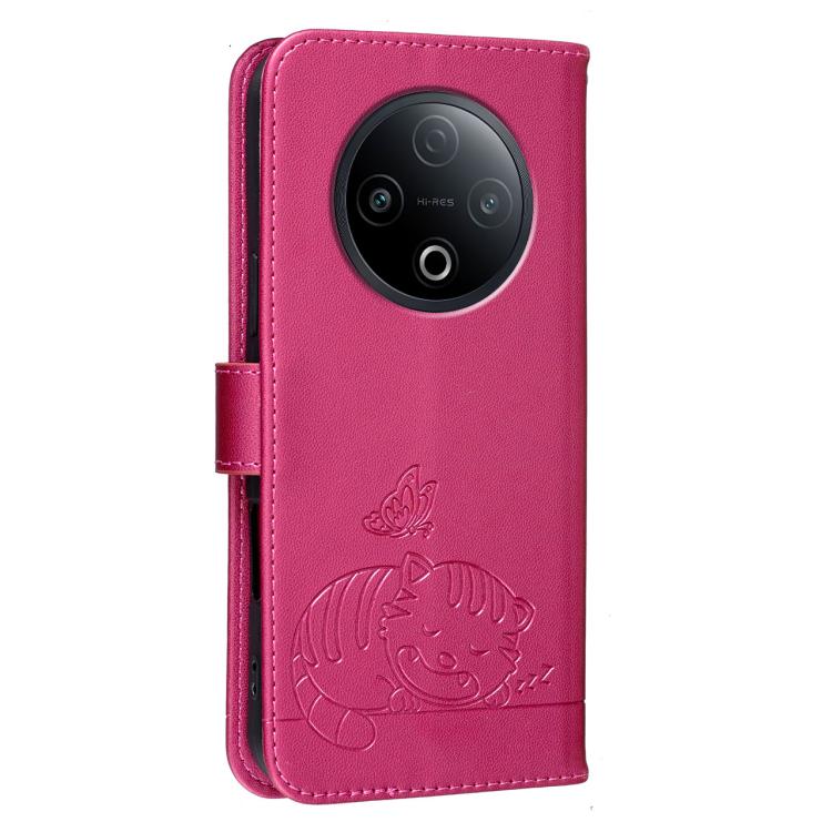 For vivo Y500 5G Cat Butterfly Embossed RFID Vegan Leather Phone Case with Strap