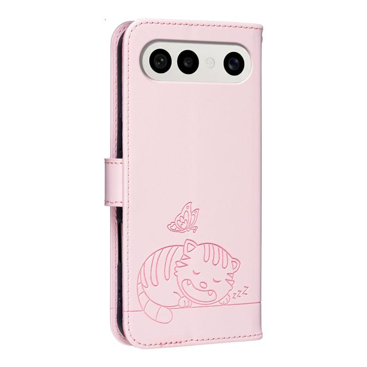 For vivo S50 Pro mini 5G Cat Butterfly Embossed RFID Vegan Leather Phone Case with Strap