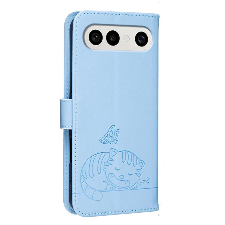 For vivo S50 Pro mini 5G Cat Butterfly Embossed RFID Vegan Leather Phone Case with Strap