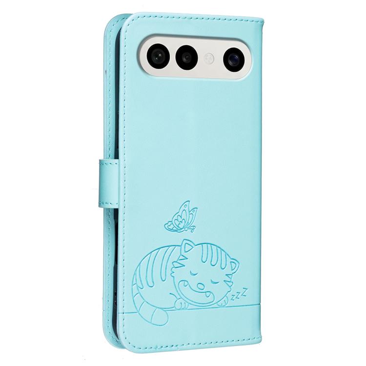For vivo S50 Pro mini 5G Cat Butterfly Embossed RFID Vegan Leather Phone Case with Strap