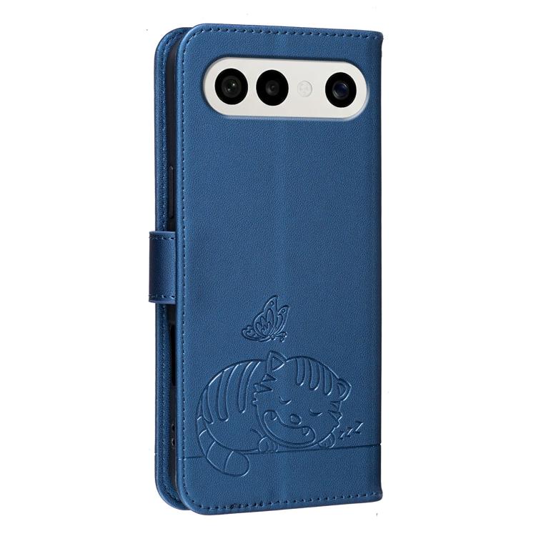For vivo S50 Pro mini 5G Cat Butterfly Embossed RFID Vegan Leather Phone Case with Strap