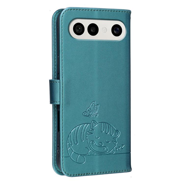 For vivo S50 Pro mini 5G Cat Butterfly Embossed RFID Vegan Leather Phone Case with Strap