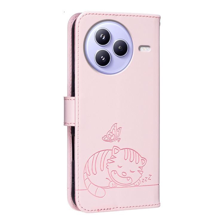 For Xiaomi Civi 5 Pro Cat Butterfly Embossed RFID Vegan Leather Phone Case with Strap