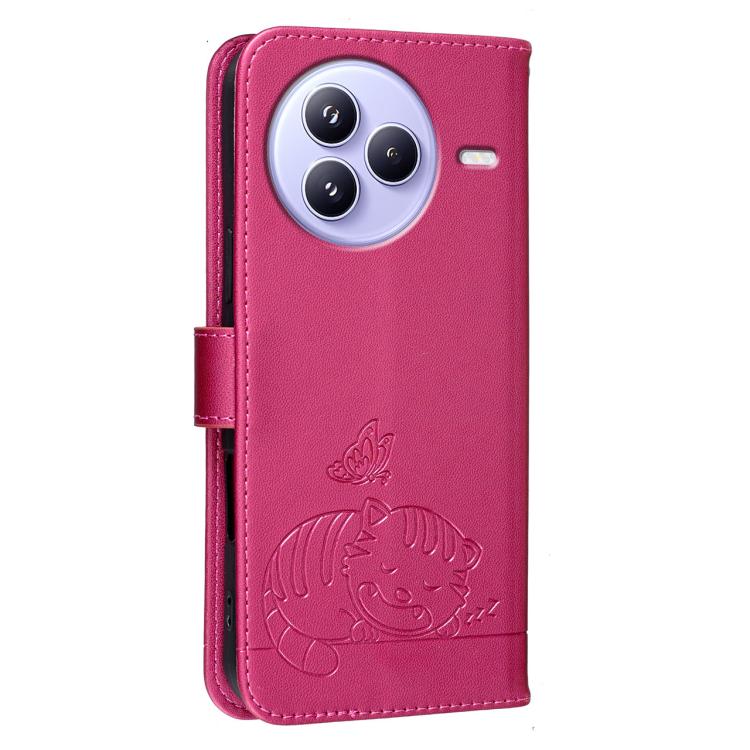 For Xiaomi Civi 5 Pro Cat Butterfly Embossed RFID Vegan Leather Phone Case with Strap