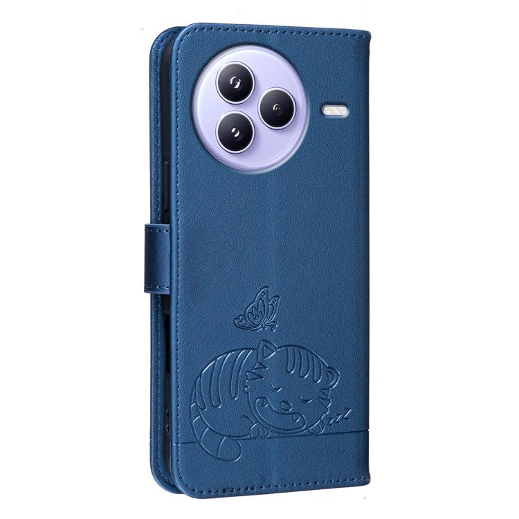 For Xiaomi Civi 5 Pro Cat Butterfly Embossed RFID Vegan Leather Phone Case with Strap