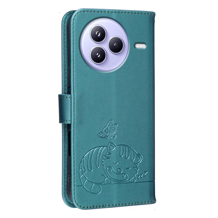 For Xiaomi Civi 5 Pro Cat Butterfly Embossed RFID Vegan Leather Phone Case with Strap