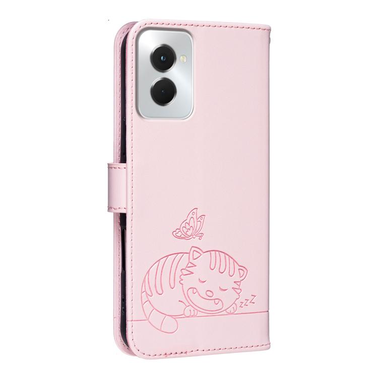 For Motorola Moto G Power 5G 2024 Cat Butterfly Embossed RFID Vegan Leather Phone Case with Strap