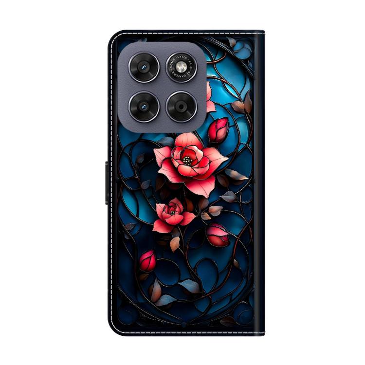 For Motorola Moto G17 4G Crystal-Like Painted Vegan Leather Phone Case