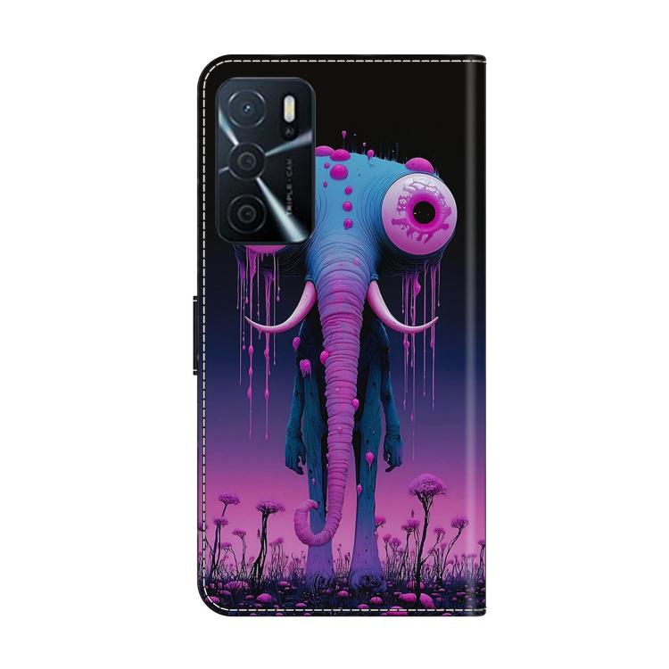 For OPPO A16 Crystal-Like Painted Vegan Leather Phone Case