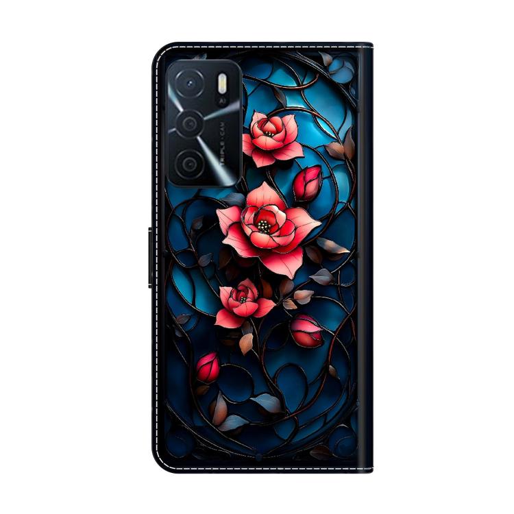 For OPPO A16 Crystal-Like Painted Vegan Leather Phone Case