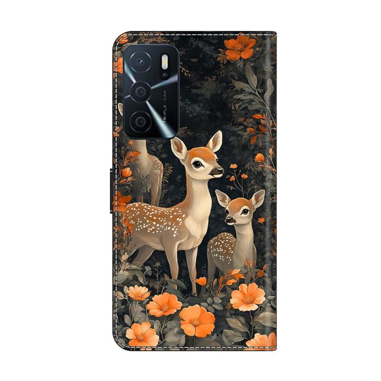 For OPPO A16 Crystal-Like Painted Vegan Leather Phone Case
