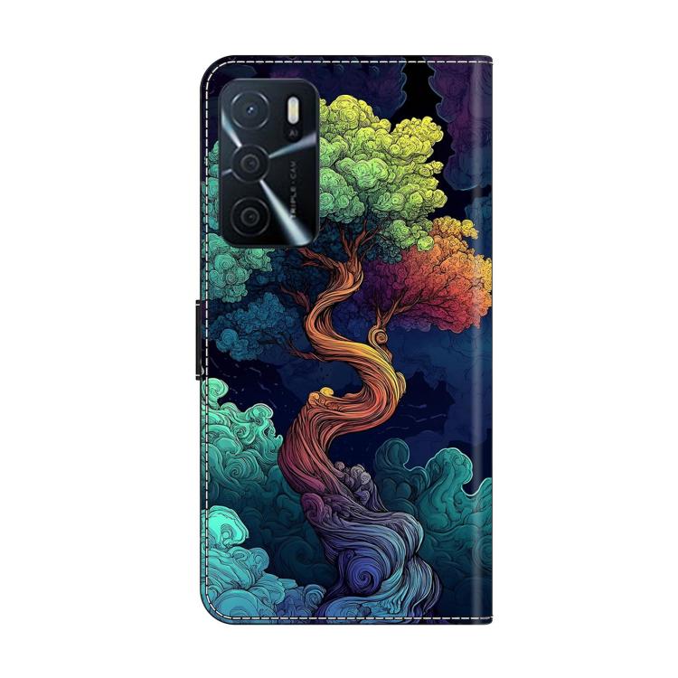 For OPPO A16 Crystal-Like Painted Vegan Leather Phone Case