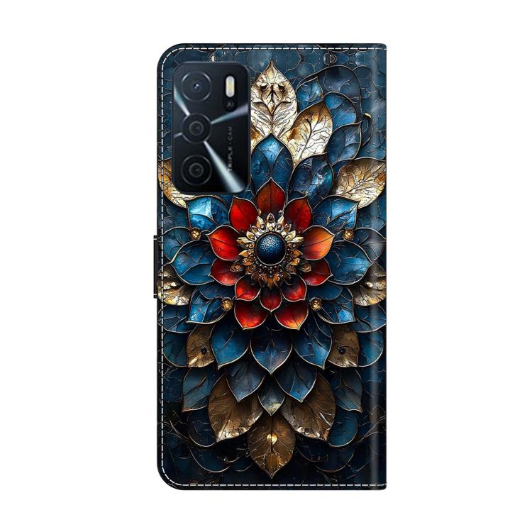 For OPPO A16 Crystal-Like Painted Vegan Leather Phone Case