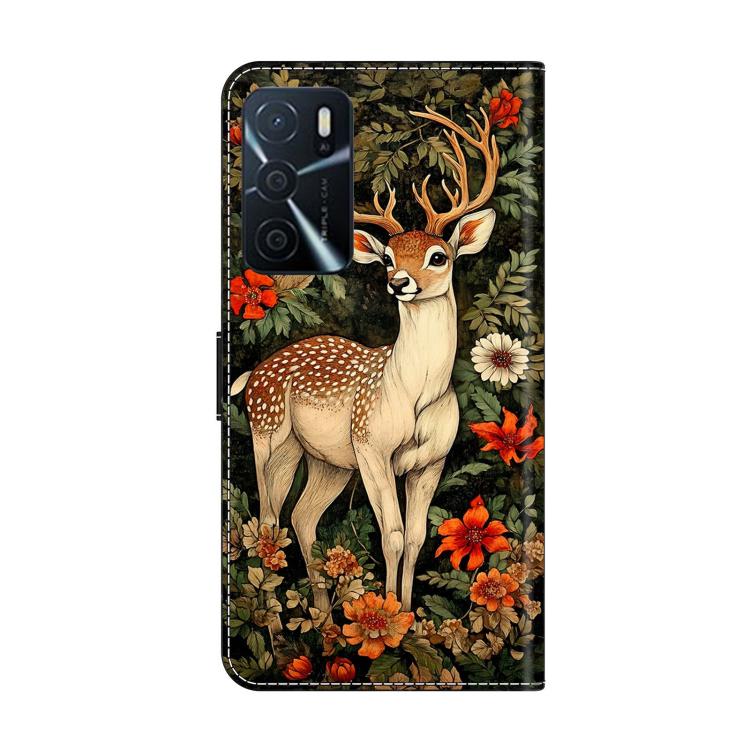 For OPPO A16 Crystal-Like Painted Vegan Leather Phone Case