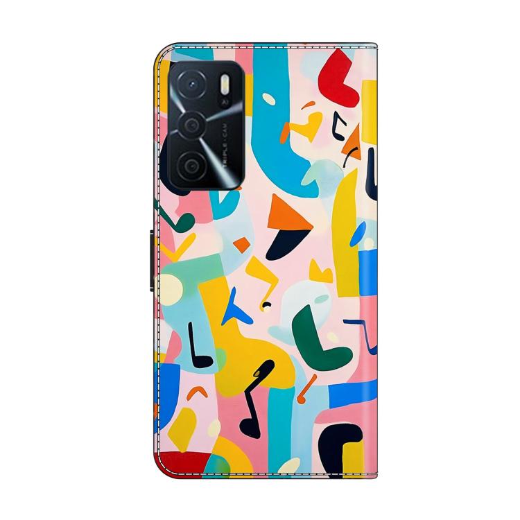For OPPO A16 Crystal-Like Painted Vegan Leather Phone Case