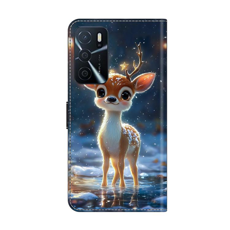For OPPO A16 Crystal-Like Painted Vegan Leather Phone Case