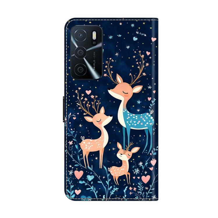 For OPPO A16 Crystal-Like Painted Vegan Leather Phone Case