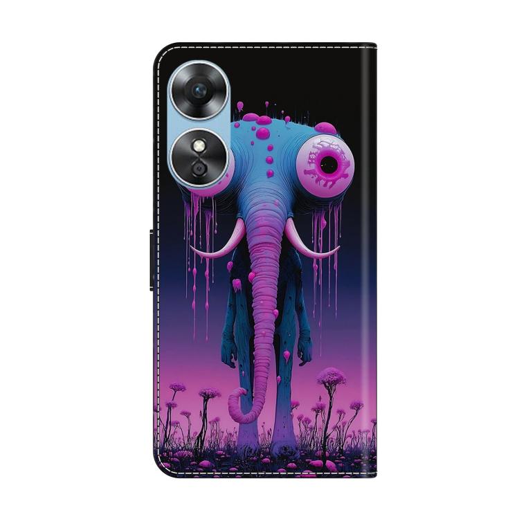 For OPPO A17 Crystal-Like Painted Vegan Leather Phone Case