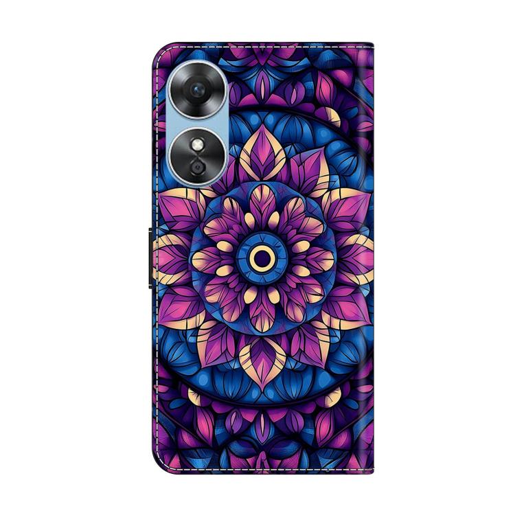 For OPPO A17 Crystal-Like Painted Vegan Leather Phone Case
