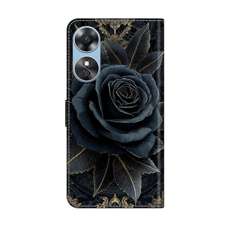 For OPPO A17 Crystal-Like Painted Vegan Leather Phone Case