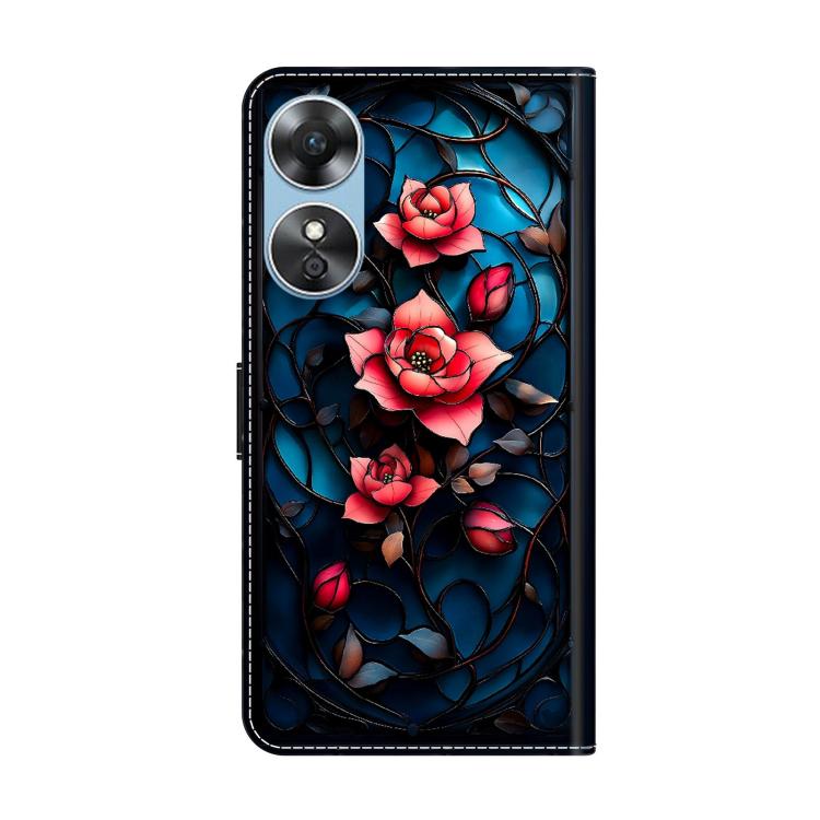 For OPPO A17 Crystal-Like Painted Vegan Leather Phone Case