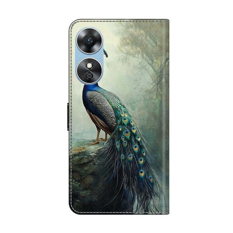 For OPPO A17 Crystal-Like Painted Vegan Leather Phone Case