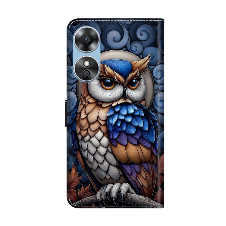 For OPPO A17 Crystal-Like Painted Vegan Leather Phone Case