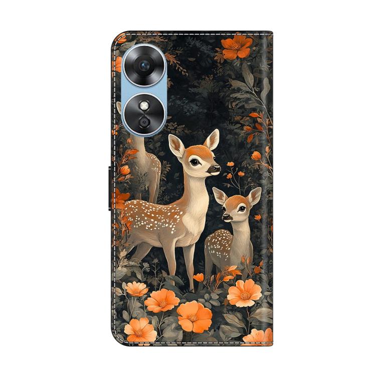 For OPPO A17 Crystal-Like Painted Vegan Leather Phone Case