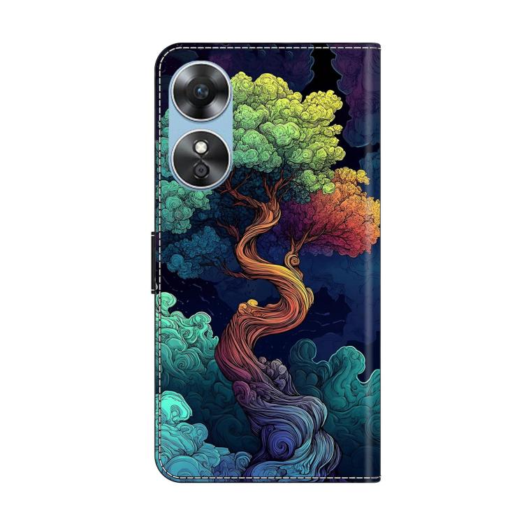 For OPPO A17 Crystal-Like Painted Vegan Leather Phone Case