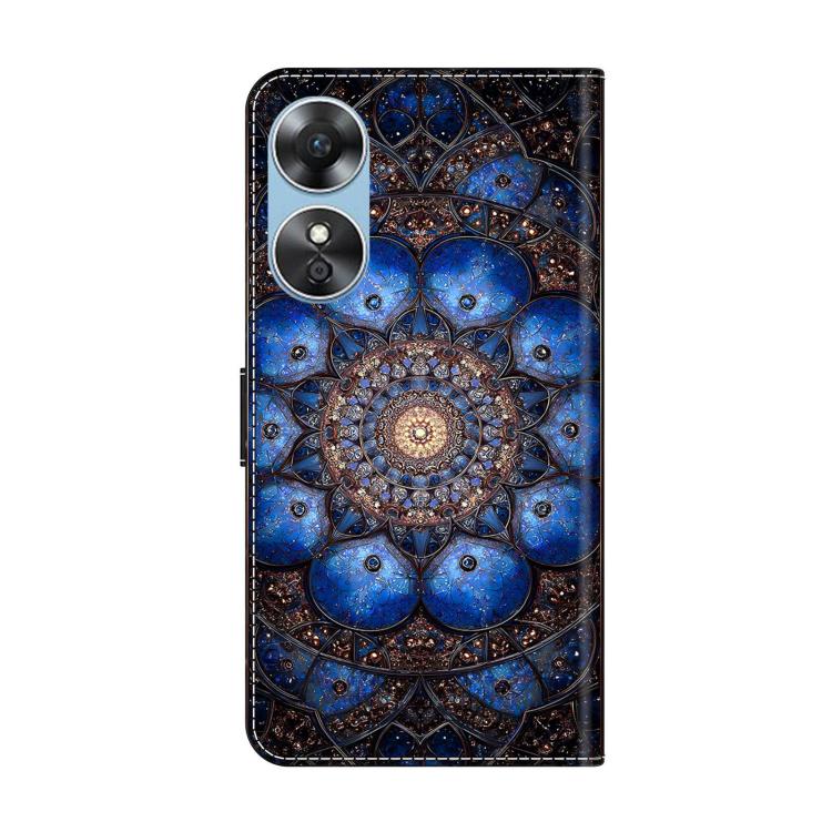 For OPPO A17 Crystal-Like Painted Vegan Leather Phone Case