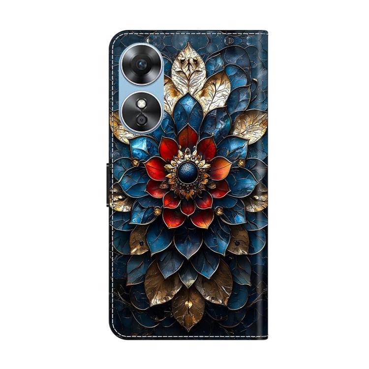 For OPPO A17 Crystal-Like Painted Vegan Leather Phone Case