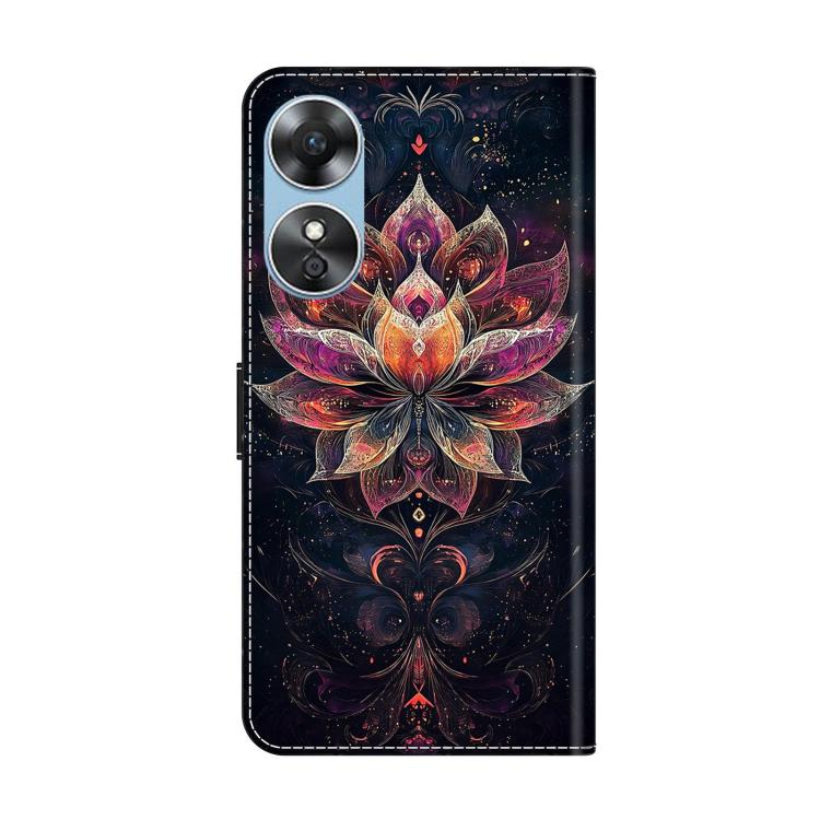 For OPPO A17 Crystal-Like Painted Vegan Leather Phone Case