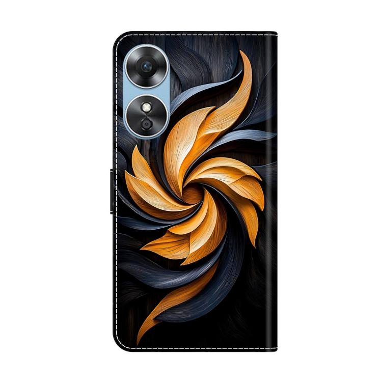 For OPPO A17 Crystal-Like Painted Vegan Leather Phone Case