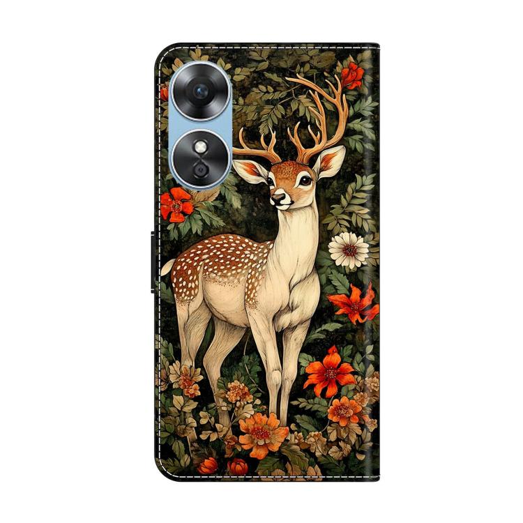 For OPPO A17 Crystal-Like Painted Vegan Leather Phone Case