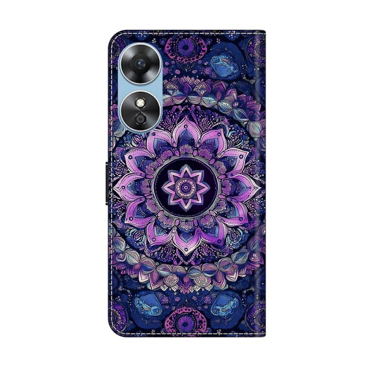 For OPPO A17 Crystal-Like Painted Vegan Leather Phone Case