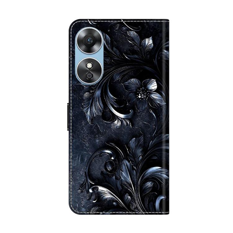 For OPPO A17 Crystal-Like Painted Vegan Leather Phone Case