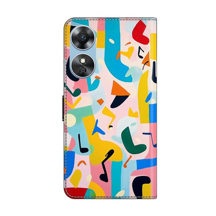For OPPO A17 Crystal-Like Painted Vegan Leather Phone Case