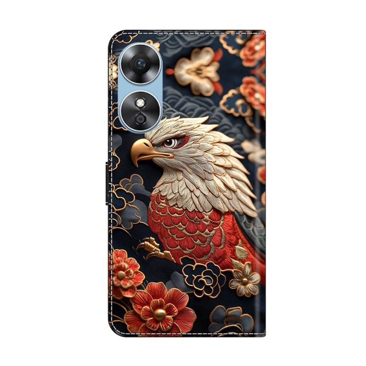 For OPPO A17 Crystal-Like Painted Vegan Leather Phone Case