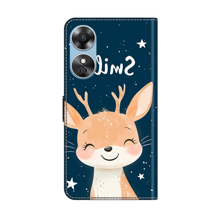 For OPPO A17 Crystal-Like Painted Vegan Leather Phone Case