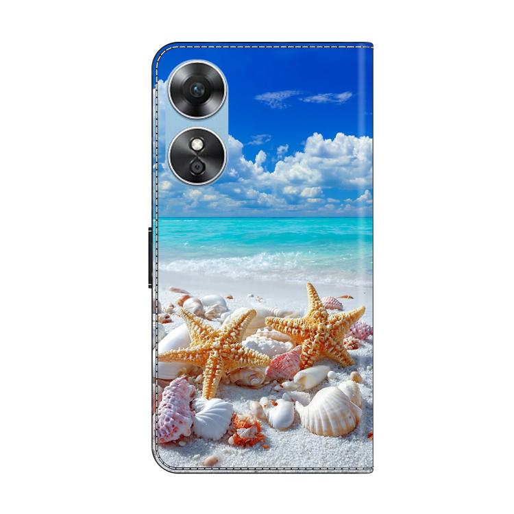 For OPPO A17 Crystal-Like Painted Vegan Leather Phone Case