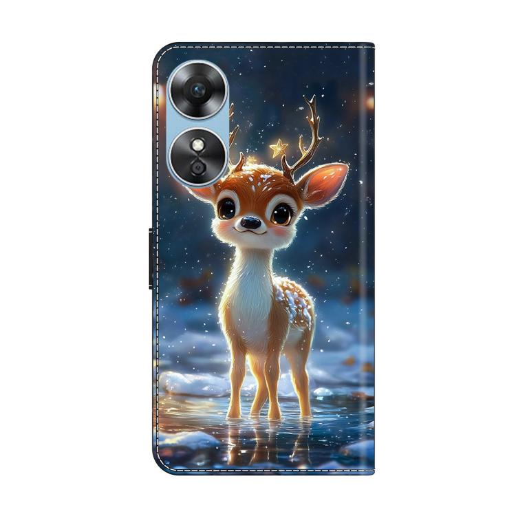 For OPPO A17 Crystal-Like Painted Vegan Leather Phone Case