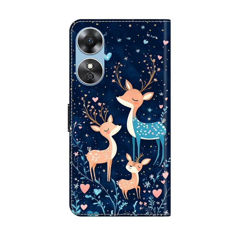 For OPPO A17 Crystal-Like Painted Vegan Leather Phone Case