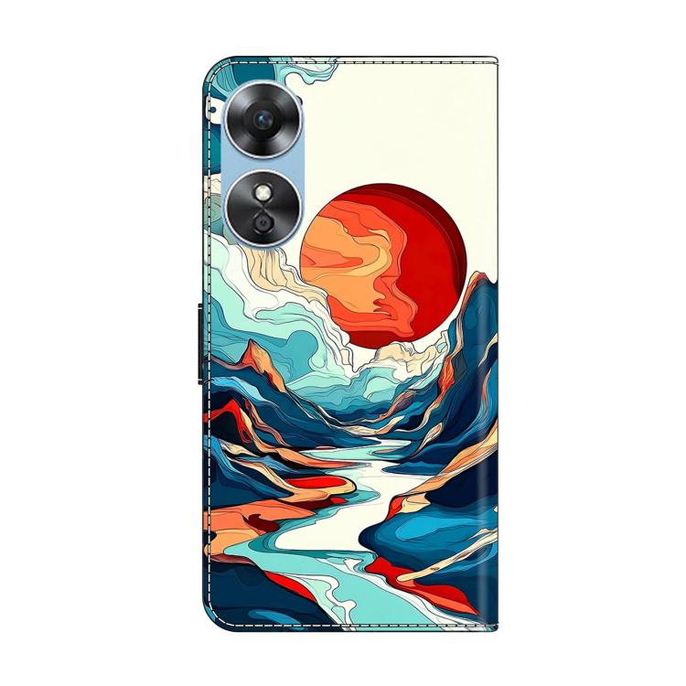 For OPPO A17 Crystal-Like Painted Vegan Leather Phone Case