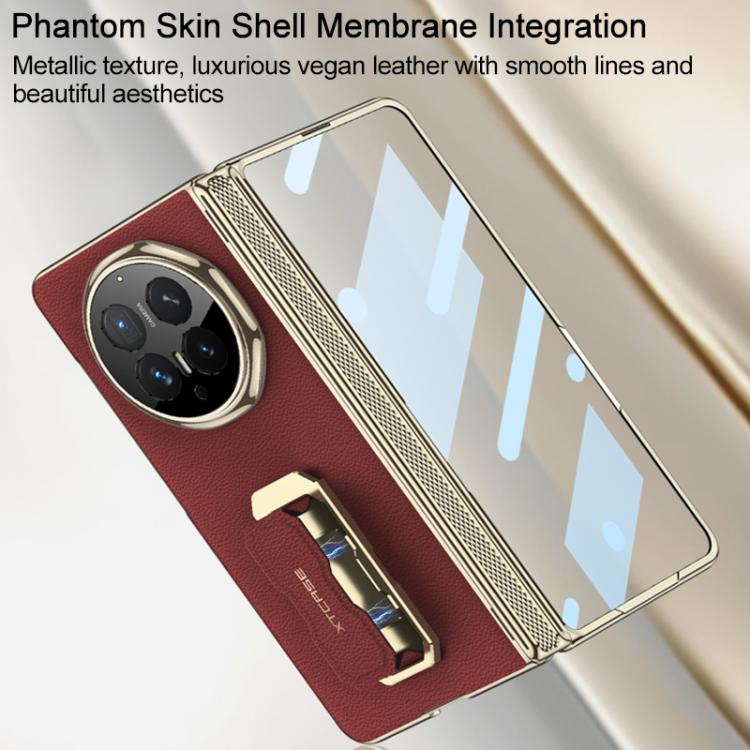 For Honor Magic V6 GKK Magnetic Folding Hinge Leather Phone Case with Wristband & Rotating Holder