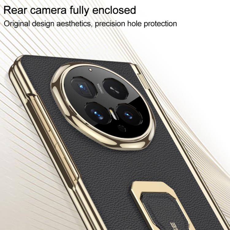 For Honor Magic V6 GKK Magnetic Folding Hinge Leather Phone Case with Wristband & Rotating Holder